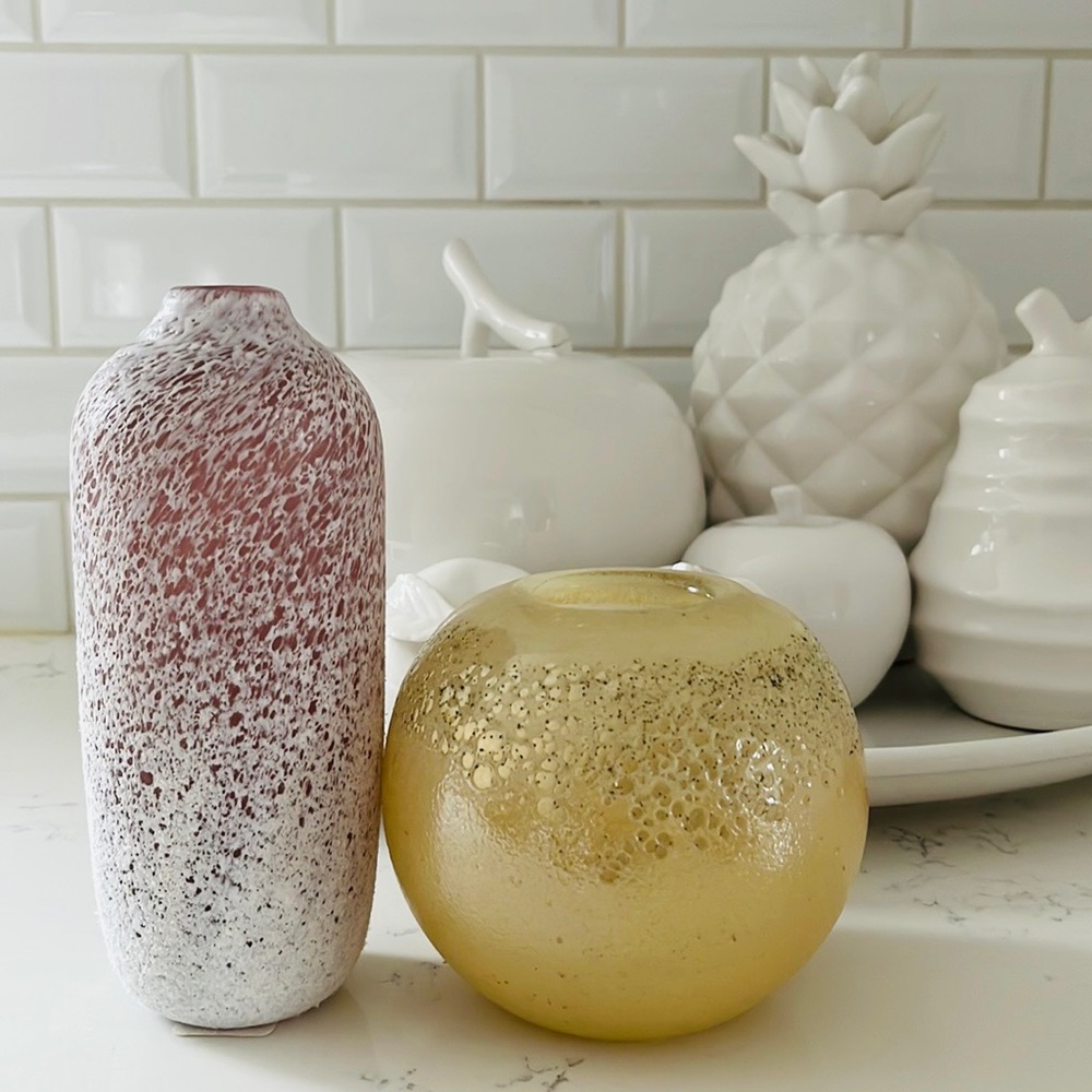 Anthropologie set of two glass decorative vases - Picture 2 of 15